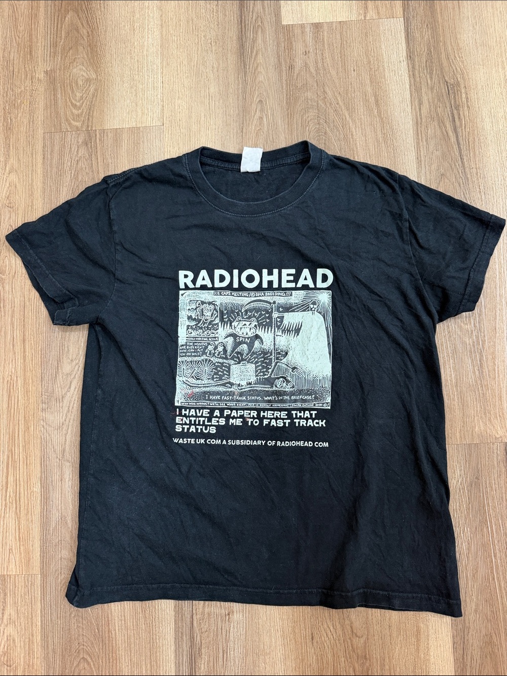 Vintage Y2K 2000 Radiohead Tee Shirt Rock Band Black White Graphic Medium